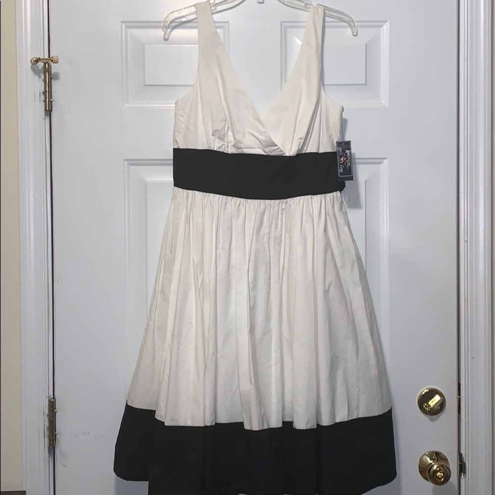 NWT American Living Black White Fit & Flare Dress Sz12 Sleeveless Wedding Guest